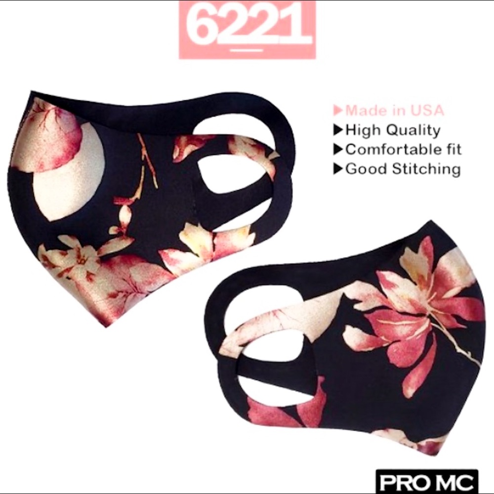 ‼️ Black Floral Fashion Protective Face Mask - Picture 2 of 3